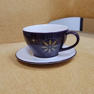 Elegant Purple Teacup with Saucer